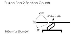 alt="Iconfigurations and dimensions of the Fusion 2 Section Eco Couch"