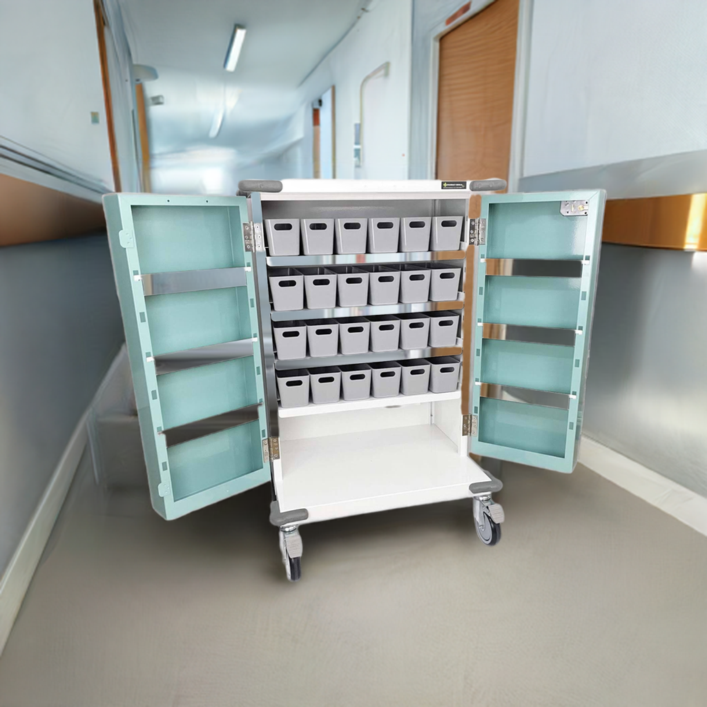 Case Note Trolleys Original Packaging Medicine Trolley-24 Trays - Arden Care